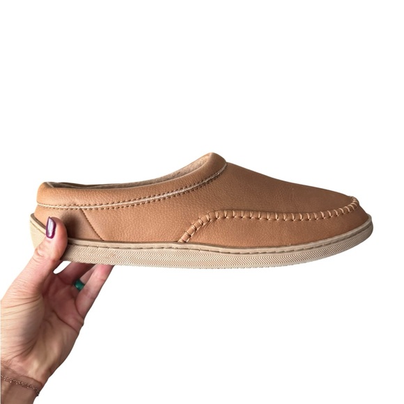 MySlippers Men’s 12 Tan Leather Slip-On Moc Slippers Indoor Outdoor - Picture 1 of 8